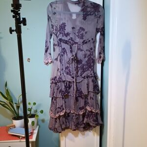 Chic Long Sleeve Floral Dress in Purple